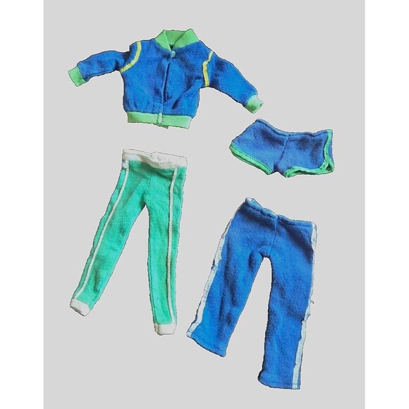 Vintage 1980s Barbie Ken? Clone Mod? Fashion Doll Clothes 4pc Lot Sweats Workout - Picture 2 of 16